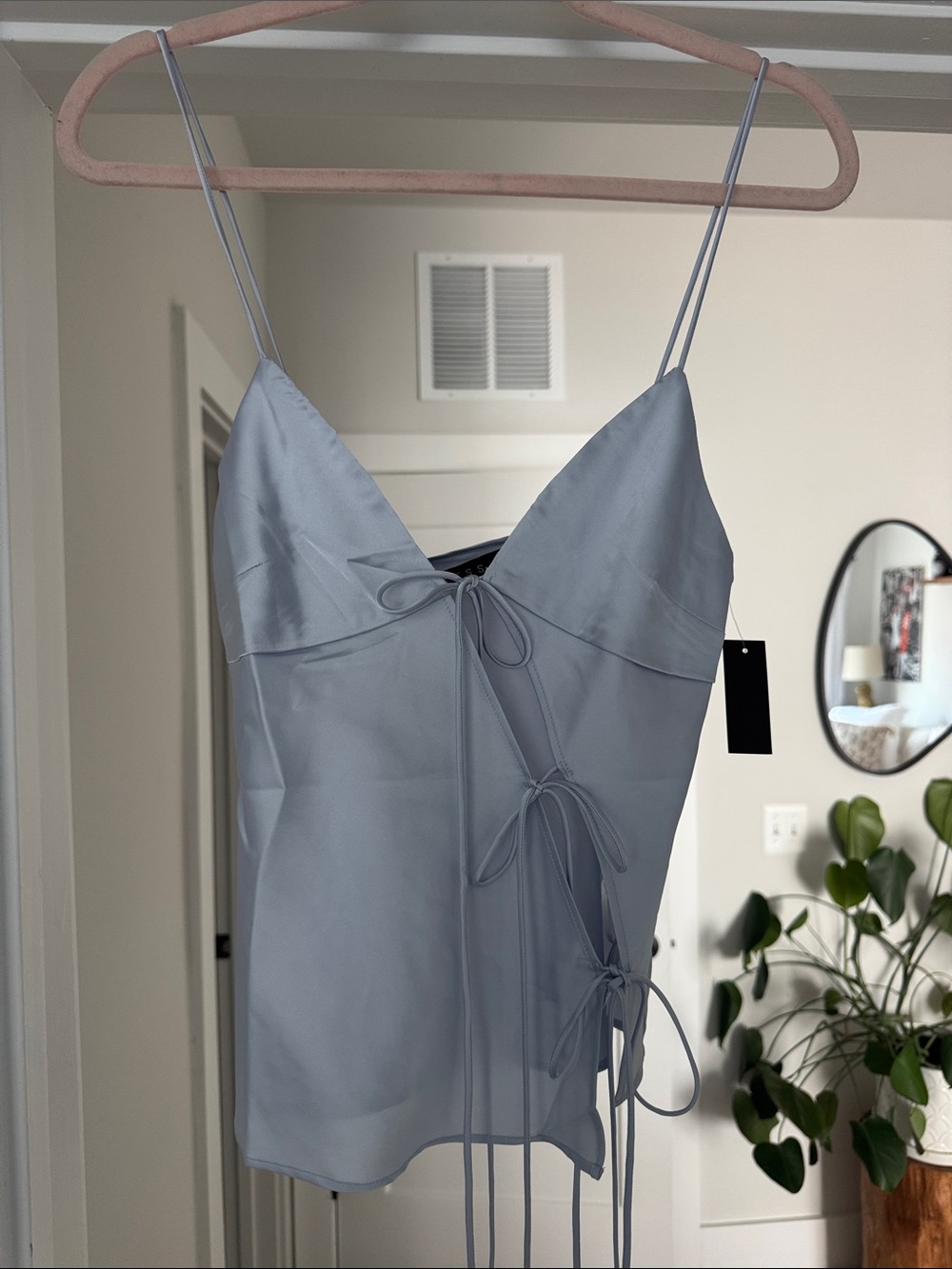 Lioness Light Blue Satin Side Tie Slip Cami